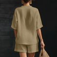 thumbnail image 4 of ZIXKCGDSE Women 2 Piece Linen Short Sets V Neck Pullover Shirt and Shorts Summer Outfits Size XL, 4 of 4
