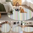 thumbnail image 5 of Round Rugs 4Ft, Colorful Striped Round Area Rug Washable Indoor Throw Carpet, Farmhouse Rainbow Color Stripes Soft Non Slip Circle Rug for Kitchen Nursery Room Home Decor Aesthetic, 5 of 8
