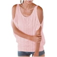thumbnail image 1 of Timegard Womens Tops Cold Shoulder Eyelet Scoop Neck Short Sleeve Back Drawstring Casual Loose Tshirt, 1 of 6