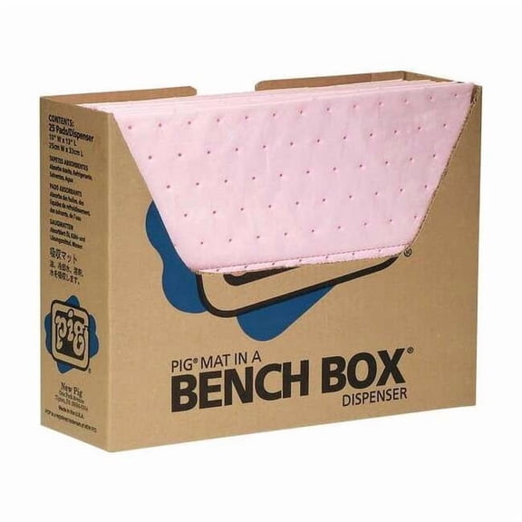 Pig Sorbent Pad, 10 gal, 10 in x 13 in, Universal, Pink, 100 PK MAT3510