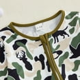 thumbnail image 4 of CAICJ98 Baby Girl Boy Hunting Clothes Duck Deer Print Romper Zipper Jumpsuit Retro Bodysuit Newborn Going Home Outfit Fall Winter (Green,0-3 Months), 4 of 5