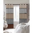 thumbnail image 3 of Fsddascl Brown Wooden Blackout Curtains for Bedroom/Living Room, Thermal Insulated Kitchen Curtains, Grey Stripe Gradient Country Rustic Grain Grommet Darkening Window Treatment Drapes 52"x96"x2, 3 of 8