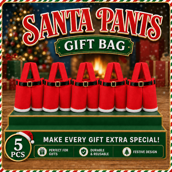 Christmas Santa Pants Gift Bags – Festive Candy & Goodie Treat Bags with Handles Christmas Treat Bags