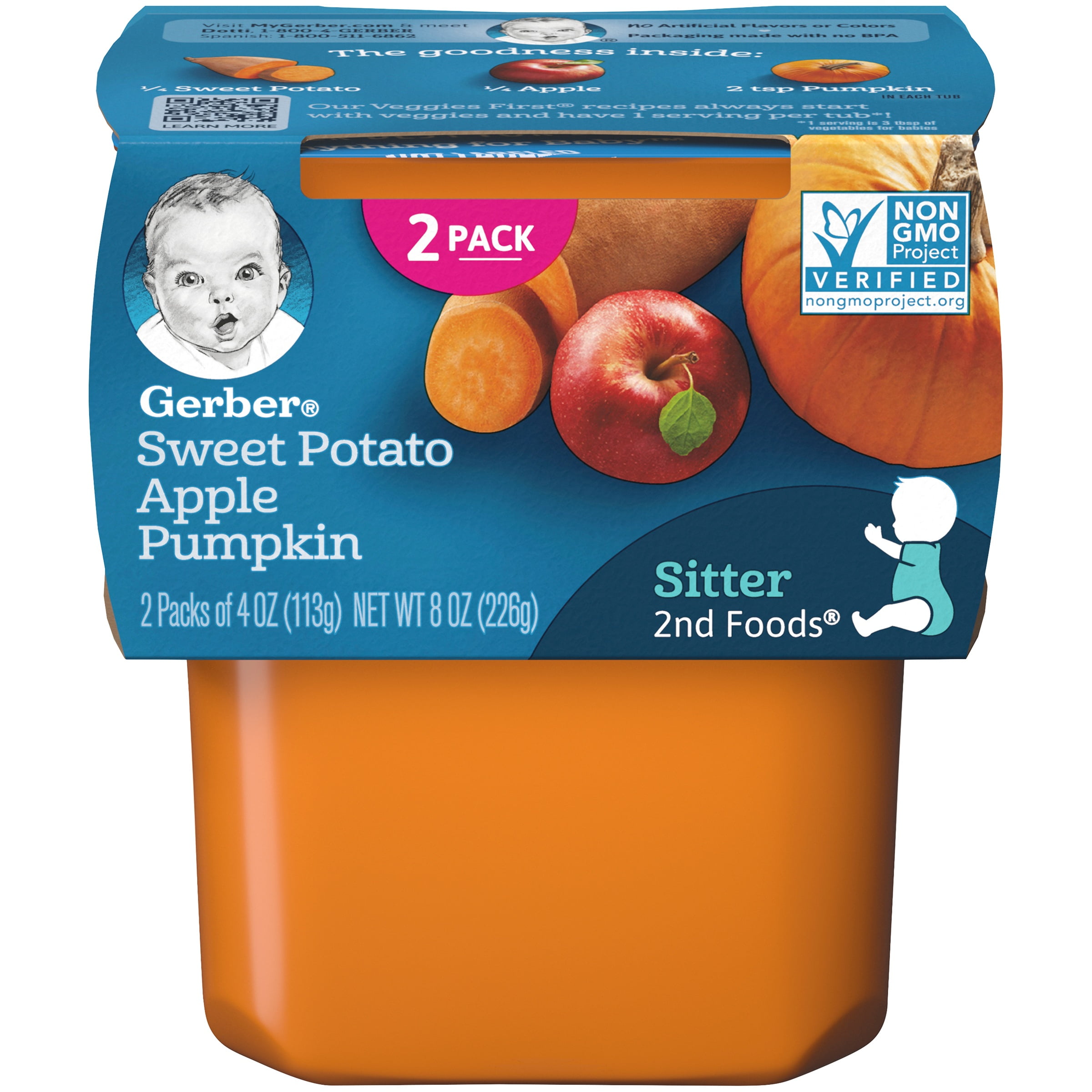 (Pack of 8) Gerber 2nd Foods Baby Food, Sweet Potato Apple Pumpkin, 2-4