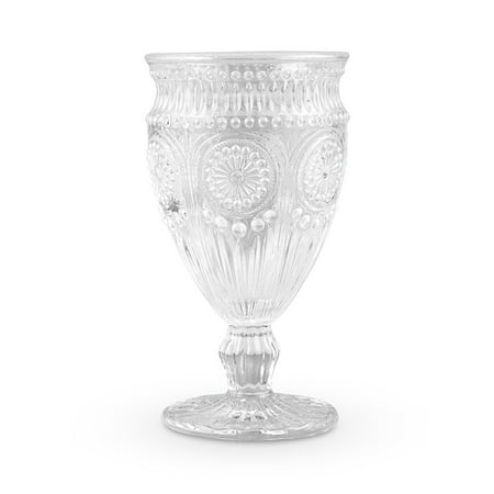 Vintage Style Pressed Glass Goblet Pink/Grey/clear