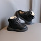 thumbnail image 3 of Botas de invierno de color liso con forro polar para niños, botas Martin de moda para niños, botas de suela blanda para niñas, botas grandes de cuero de algodón, 3 of 5