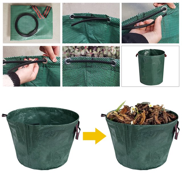 Contenedores Residuos Jardín Basura Bote Jardinería Bolso Hoja Césped 50l Reutilizable para Patio