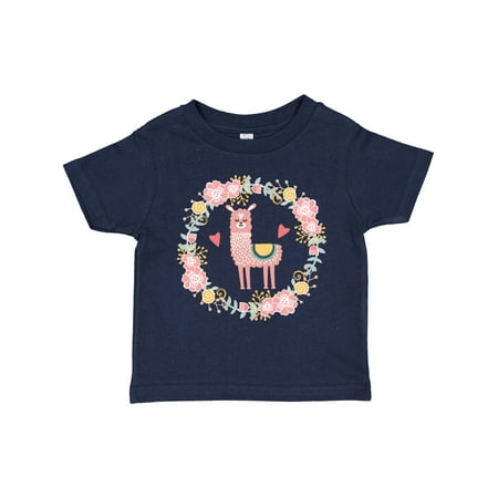

Inktastic Llama Rose Flower Wreath Gift Toddler Toddler Girl T-Shirt