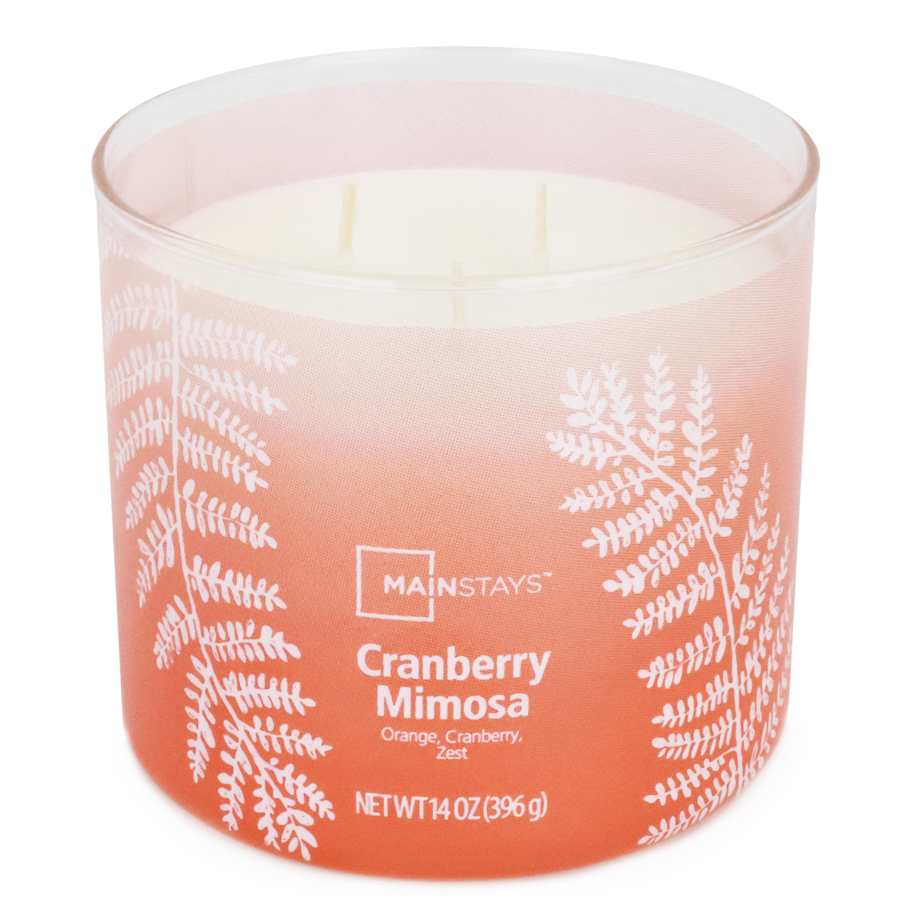 (3 pack) Mainstays 3-Wick Ombre Wrap Cranberry Mimosa Candle, 14 Ounce