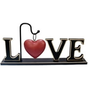 Christmas Wood Love Sign for Home Decor, Decorative Wooden Cutout Love Word Heart Decor, Rustic Freestanding Love Block Letter Sign Table Mantel Fireplace Decor for Valentine's Day Wedding Decorations