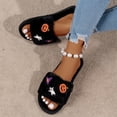 thumbnail image 6 of Taqqpue Halloween Slippers for Women Indoor Fluffy House Slippers Non-slip Fuzzy Flat Slides Perfect Soft Plush Comfy Warm Slip-On Cute Womens Slippers Winter Open Toe Slippers Women, 6 of 8
