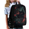 thumbnail image 3 of Bulopur Red Rose Black Cat Kids Backpack Set 5 Pcs Gothic Cool Kids Bookbag with Lunch Bag, Pencil Case, Water Bottle Cover and Wrist Strap for Teen Girls Grade 1-6, 3 of 8
