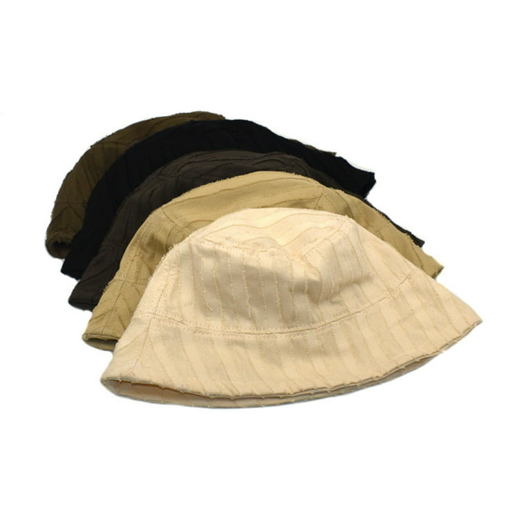 JDEFEG Printing Bucket Hat Striped Fisherman Hat Men and Women
