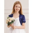 thumbnail image 2 of Haitryli Kids Girls Sparkly 3D Applique Bolero Shrug Short Puff Sleeve Cardigan Cover up Navy Blue 6, 2 of 7