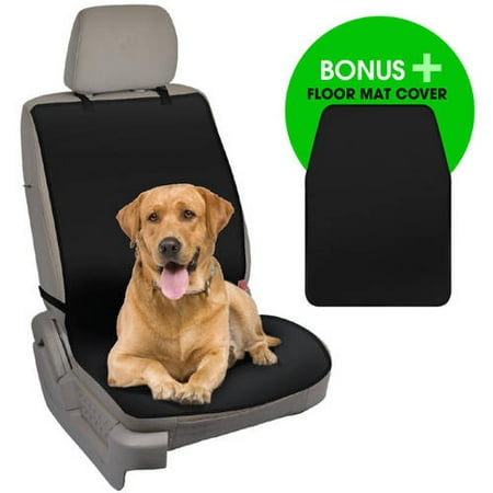 BDK TravelDog WaterProof Car Seat Cover Protector with Floor Mat for Pets, Black Oxford