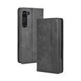 thumbnail image 1 of Compatible with Motorola Moto Edge Case Magnetic Closure Vintage Pattern PU Leather Wallet Cover with Card Slots-Black, 1 of 5