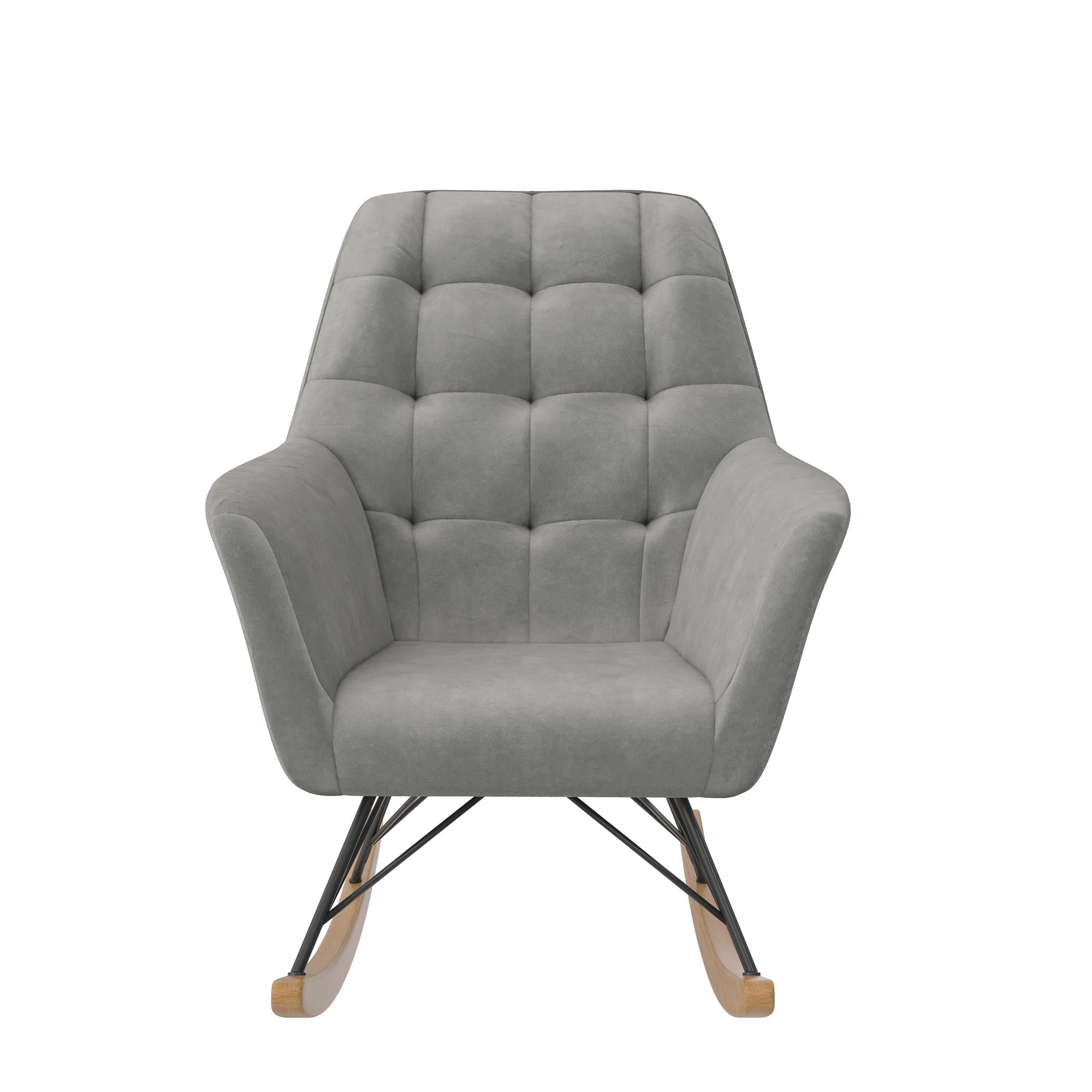 Little Seeds Raven Upholstered Nursery Rocker, Gray Velvet