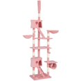 thumbnail image 1 of Adjustable Pink Cat Tree Condo - 94"-102" Multi-Level Activity Center for Large Cats with 2 Condos, Hammocks & Scratching Posts - Living Room & Bedroom Pet Furniture, 1 of 7