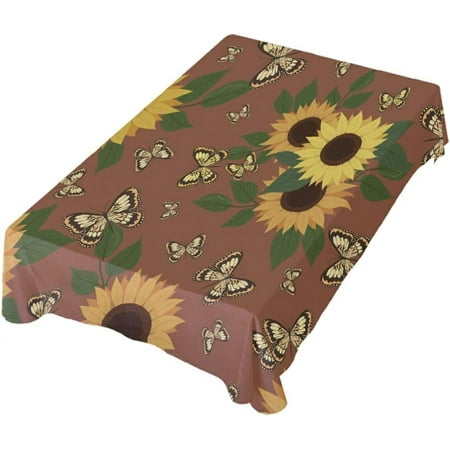 

SKYSONIC Outdoor & Indoor Rectangle Tablecloth Beautiful Sunflower Dinner Table Cover for Patio Picnic Holiday Party 54x54In