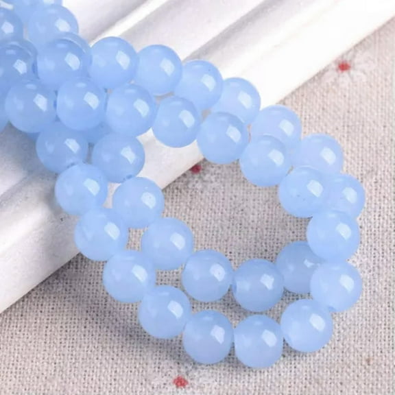 U8MO Artificial Jade Round 6mm 8mm 10mm Opaque Glass Loose Beads For DIY Jewelry-Light Blue-10mm (20pcs)