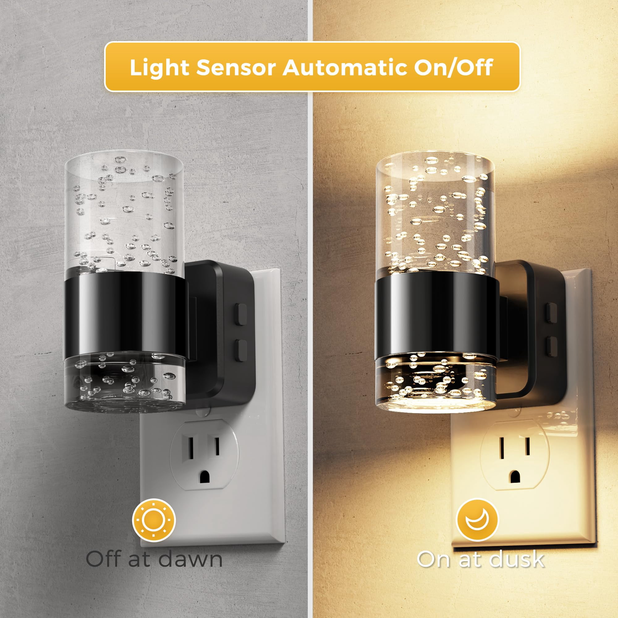 Night Lights Plug Into Wall  Dimmable Light With Dusk-to-dawn Sensor Cool White/soft White/amber 3 Color Adjustable Brightness Bubble Nightlight Rotatable Hallway