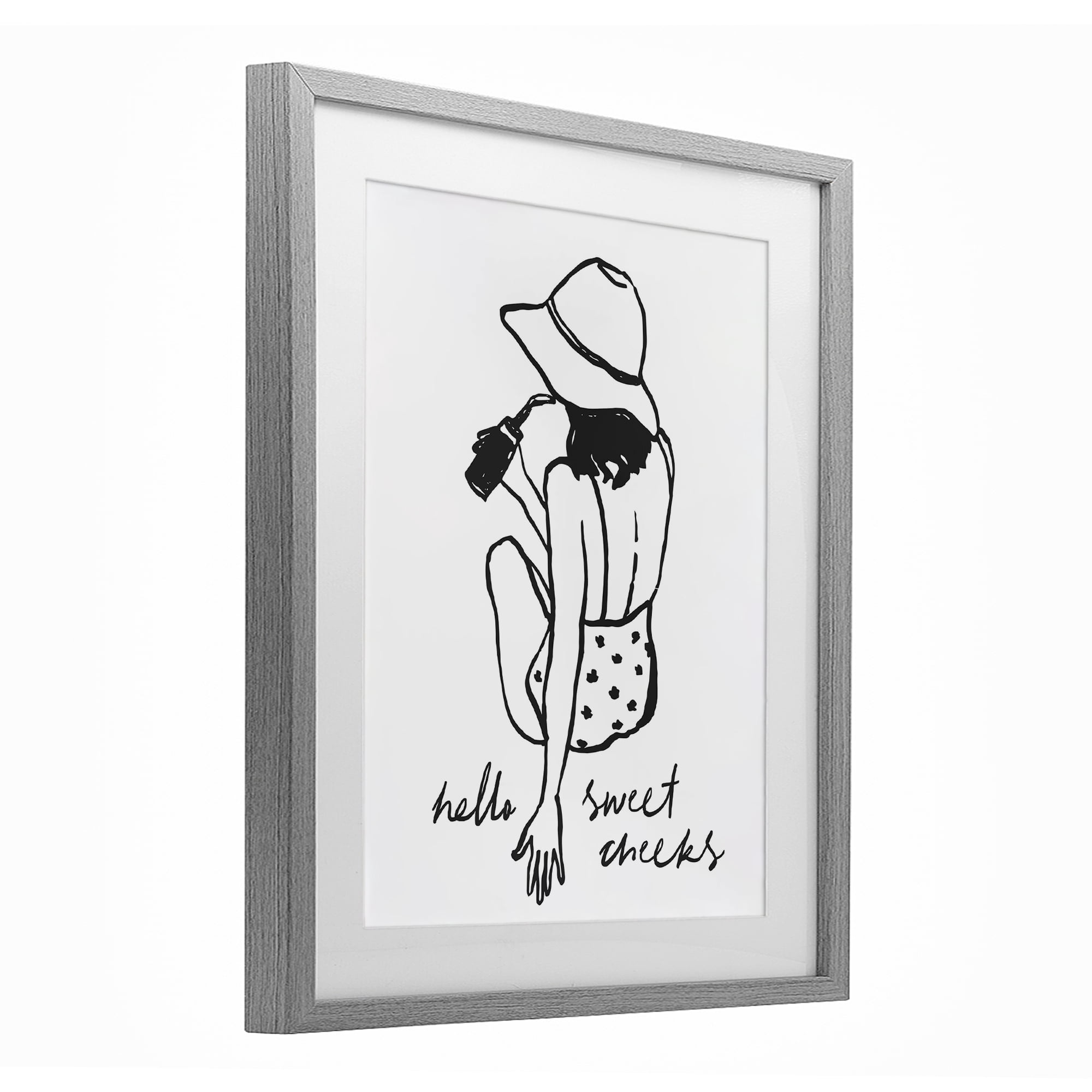 Stupell Industries Bathroom Refresh Sweet Cheeks Gray Framed Print Under Glass, design by Lettered and Lined