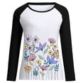 thumbnail image 4 of Moda Mujer Primavera Otoño Patchwork Impreso Mangas Largas Cuello Redondo Casual Tee Tops Fridja hkj3042, 4 of 6