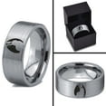 thumbnail image 4 of Tungsten Bunny Rabbit Sitting Hare Egg Band Ring 8mm Men Women Comfort Fit Gray Flat Cut Brushed Polished, 4 of 4