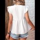 thumbnail image 5 of Blusas de Punto de Verano para Mujer 2025, con Cuello Redondo Calado, Lindas Blusas de Corta con Volantes para Mujer. L, 5 of 10