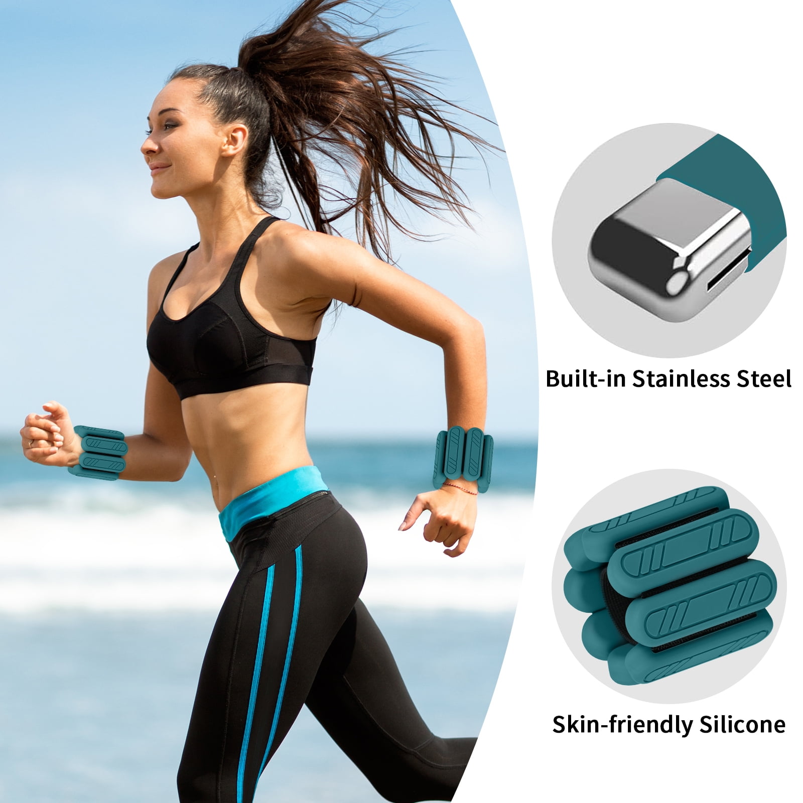 LTECARP Adjustable Ankle & Wrist Weights for Women & Men, 1/2/4 lbs Silicone Design with Comfort Fit - Arm/Leg Workout Weights for Gym, Pilates, Yoga, Walking, Barre, Dance