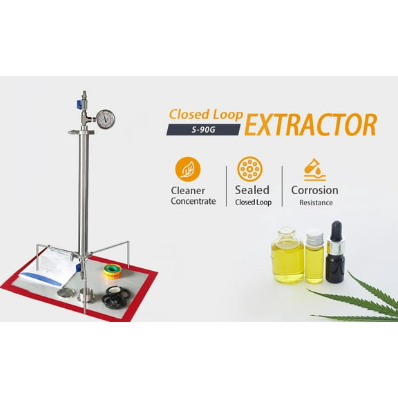 Closed Loop Extractor 90 Gram Stainless Steel Vacuum Chamber/Tube with Tripod US