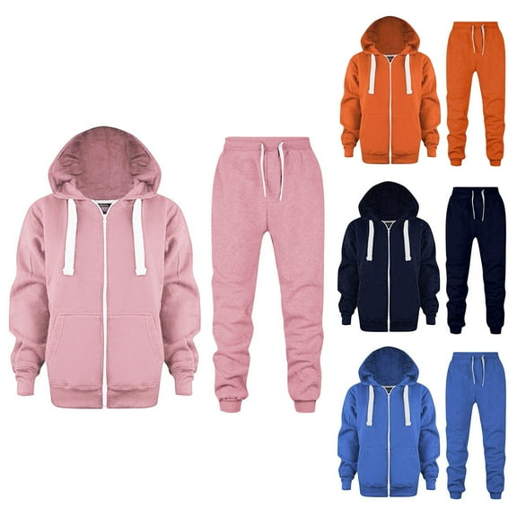 Boy's Girlâs 2 Piece Set - Pullover Hoodies and Sweatpants Athletic Sweatsuits Casual Fall Winter Tracksuits Sets Dark Blue, 9-10Y