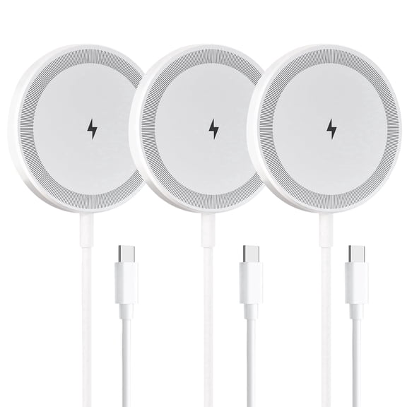 Wireless Charger, Magnetic Charging Pad for iPhone, Portable Charger Compatible with iPhone 17 16 15 14 13 12, Mag-safe Charger Compatible with AirPods 4 3 2, White(3 Pack)