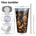 thumbnail image 4 of 16oz Tumblers Halloween Spider Bat Pattern Stainless Steel Vacuum Insulated Double Wall Travel Tumbler Cups Mug with Lid and Straw,Cleaning Brush for Coffee,Tea, 4 of 4