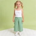 thumbnail image 2 of kpoplk Girls Outfit Sets Baby Clothes Toddler Summer Outfits Sleeveless Ruffle Halt Er Tops Wide Leg Pants Kids Clothing Set Girls Holiday Dresses Sets Size 6-7 Years,Green, 2 of 6