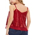 thumbnail image 3 of JUNWELL Women Sequin Tops Sleeveless Sparkle Shimmer Camisole Vest Sequin Tank Tops V Neck Clubwear Bright Green XXL, 3 of 4