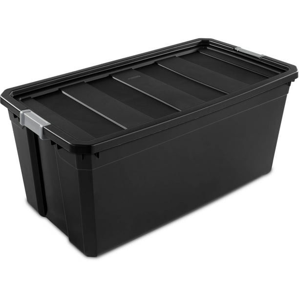 Sterilite 50Gallon Stacker Tote, Rich Black, Case of 3