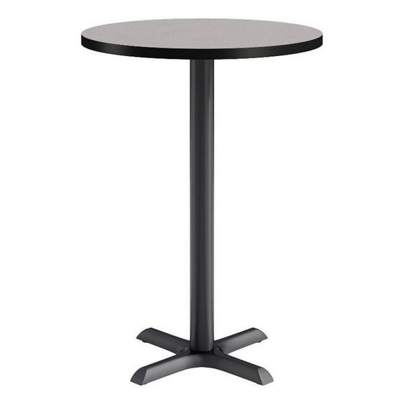 KFI Studios 30in Round Dining Table - 42in H - Gray Top - Black Base