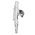 thumbnail image 3 of Musical Instrument Brooch, Delicate Electroplated Brass Silver Flute Brooch With Red Velvet Lined Instrument Case For Music Lovers For Graduation, 3 of 7