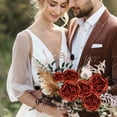 thumbnail image 5 of Real Touch Artificial Flowers - Wedding Bouquet Austin Roses Silk Flowers for Home Decor, Centerpieces, Valentine‘s Day Mother's Day Gift, Bride Props Fake Flowers Head, 1Pc(Wine,3.9x3.9"), 5 of 9