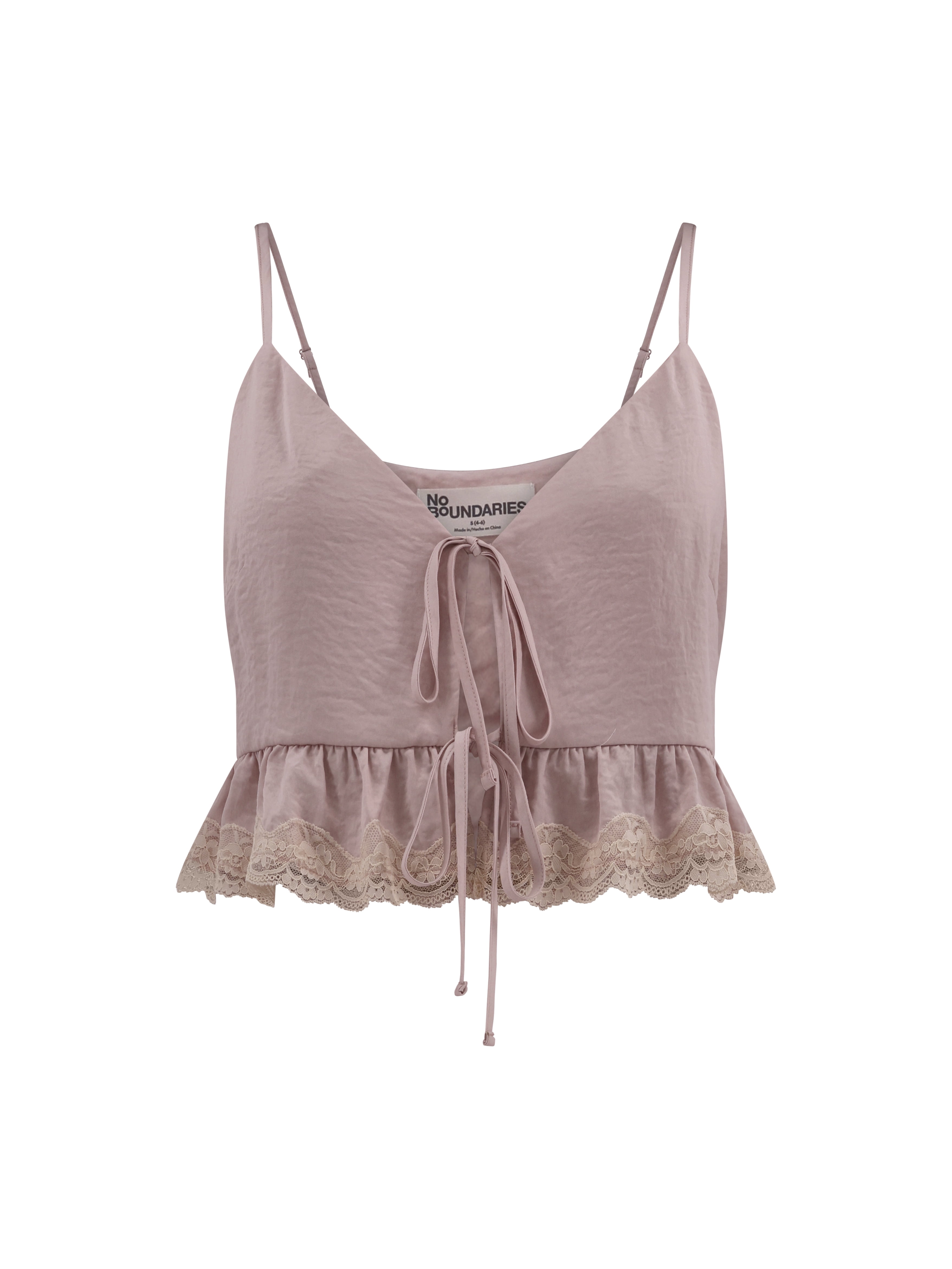 No Boundaries Satin Sleep Cami with Scallop Lace Trim, Women’s