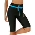 thumbnail image 4 of FUTATA Women's Swim Shorts Tummy Control Tankini Swimsuits Swimwear Bottoms Tight Board Shorts For Beach Surf,Black/Blue, 4 of 6