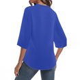 thumbnail image 4 of hxobax Womens Casual Work Blouses Henley V Neck Tunic Tops Trendy Split 3/4 Length Sleeve Tee Shirts, 4 of 6