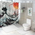 thumbnail image 7 of Orinice Japanese Sea Wave Shower Curtain, Asian Japan Ocean Black Bath Curtain, Japanese Asian Kanagawa Wave Anime Polyester Fabric Waterproof Bathroom Accessory Set with  69x72, 7 of 7