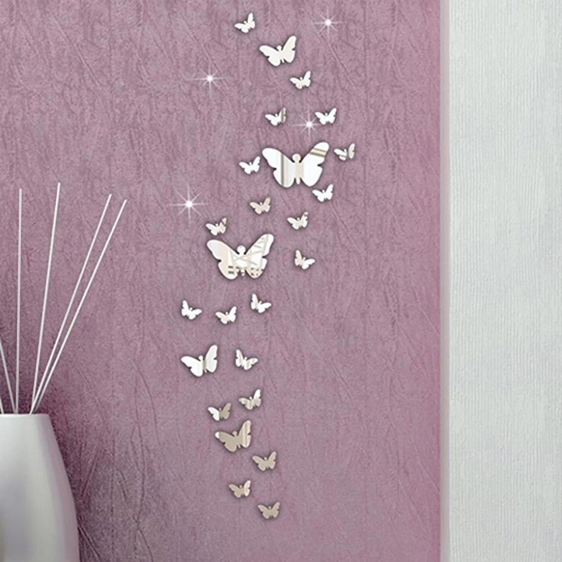 Qinghai 30 Pcs Home Decoration DIY Art Modern 3D Acrylic Mirror Butterflies Wall Stickers