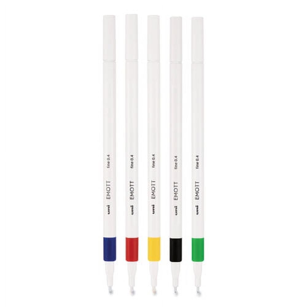 Emott Porous Point Pen, Stick, Fine 0.4 Mm, Assorted Ink Colors, White  Barrel, 10/pack | Bundle of 5 Sets