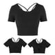 thumbnail image 5 of Tops deportivos sexys de verano para mujer, camisetas de manga corta para yoga, fitness, entrenamiento, accesorios deportivos, color negro M, 5 of 14