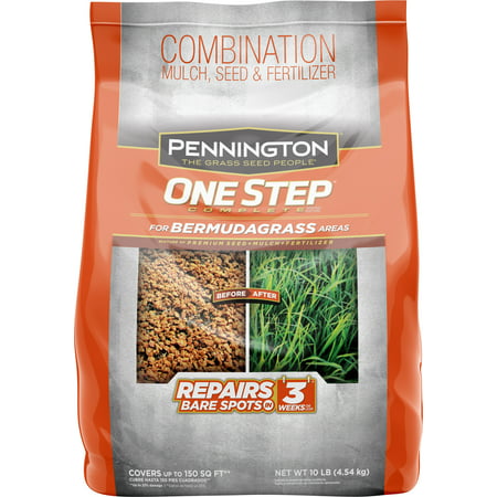 Pennington One Step Grass Seed for Bermudagrass, Mulch Plus Fertilizer, 10