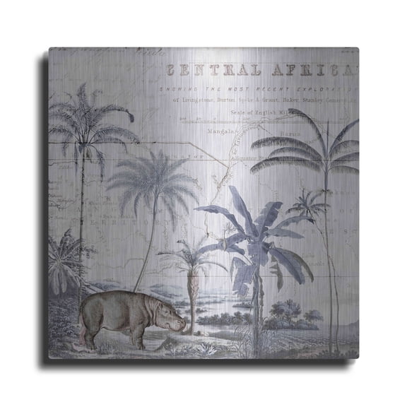 Luxe Metal Art 'Hippo Adventure' by Andrea Haase Metal Wall Art, 36"x36"