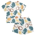 thumbnail image 2 of Beach Coconut Pattern Summer Pajama Set Soft Cotton Short Sleeve Sleepwear 2PCS Pajama Sets Breathable Lounge Set Size 10Y, 2 of 7
